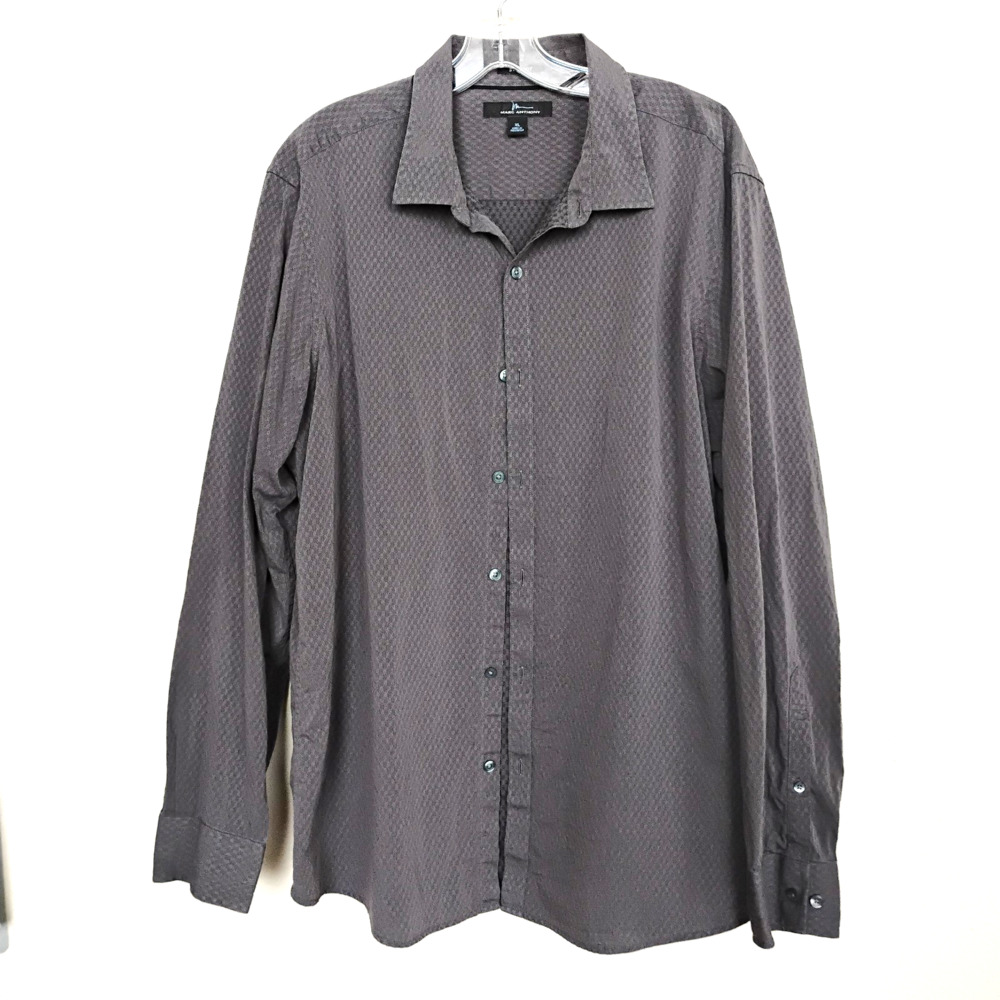 Marc Anthony Shirt Mens Slim Fit Dark Gray Long Slv Button Up Cotton Size XL